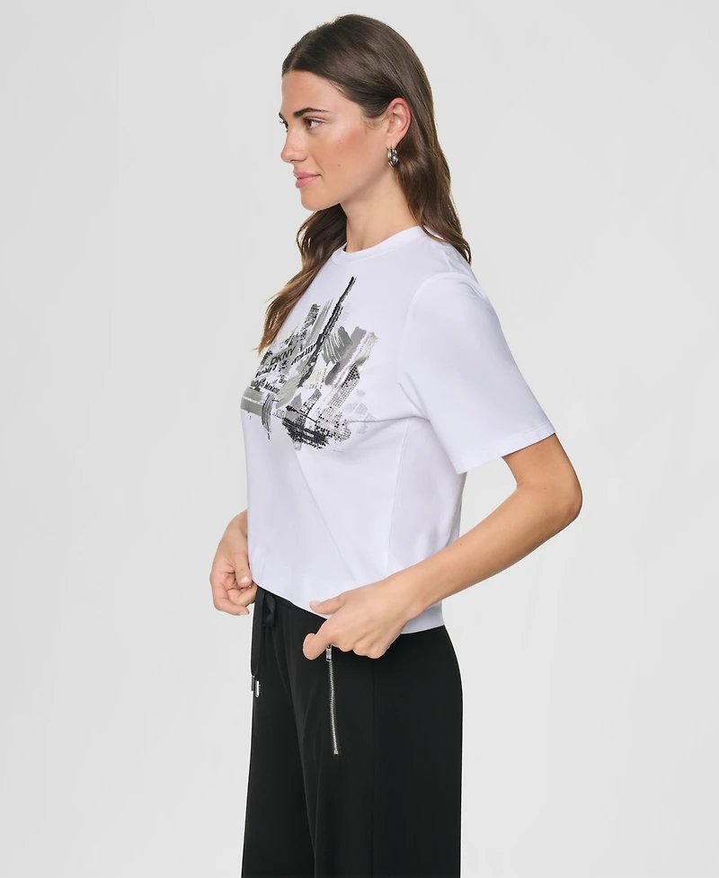 Dkny Women's Studded City Graphic Short-Sleeve T-Shirt