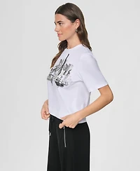 Dkny Women's Studded City Graphic Short-Sleeve T-Shirt