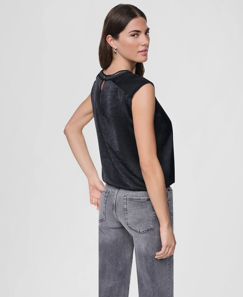 Dkny Women's Crinkle-Texture Chain-Neck Top