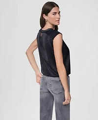Dkny Women's Crinkle-Texture Chain-Neck Top