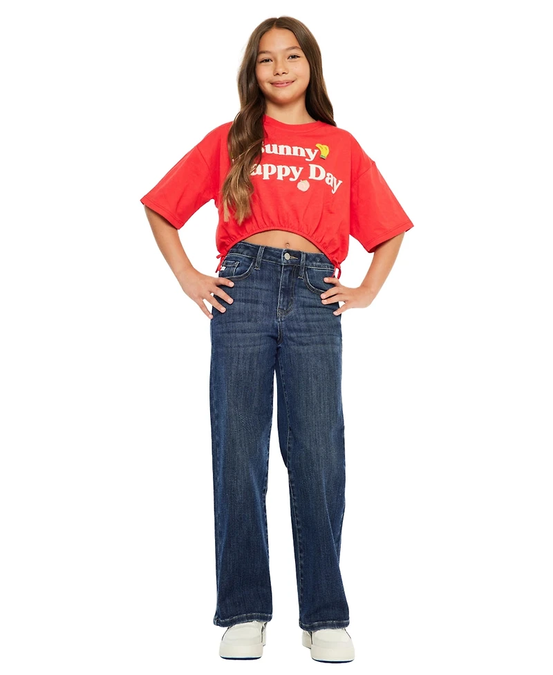KanCan Big Girls Andy High Rise Wide-Leg Jeans