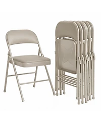 homfan Set of 6 Folding Chairs with Padded Cushion – Pu Leather Stackable Portable Dining Chairs for Home Office Wedding Party Patio Garden