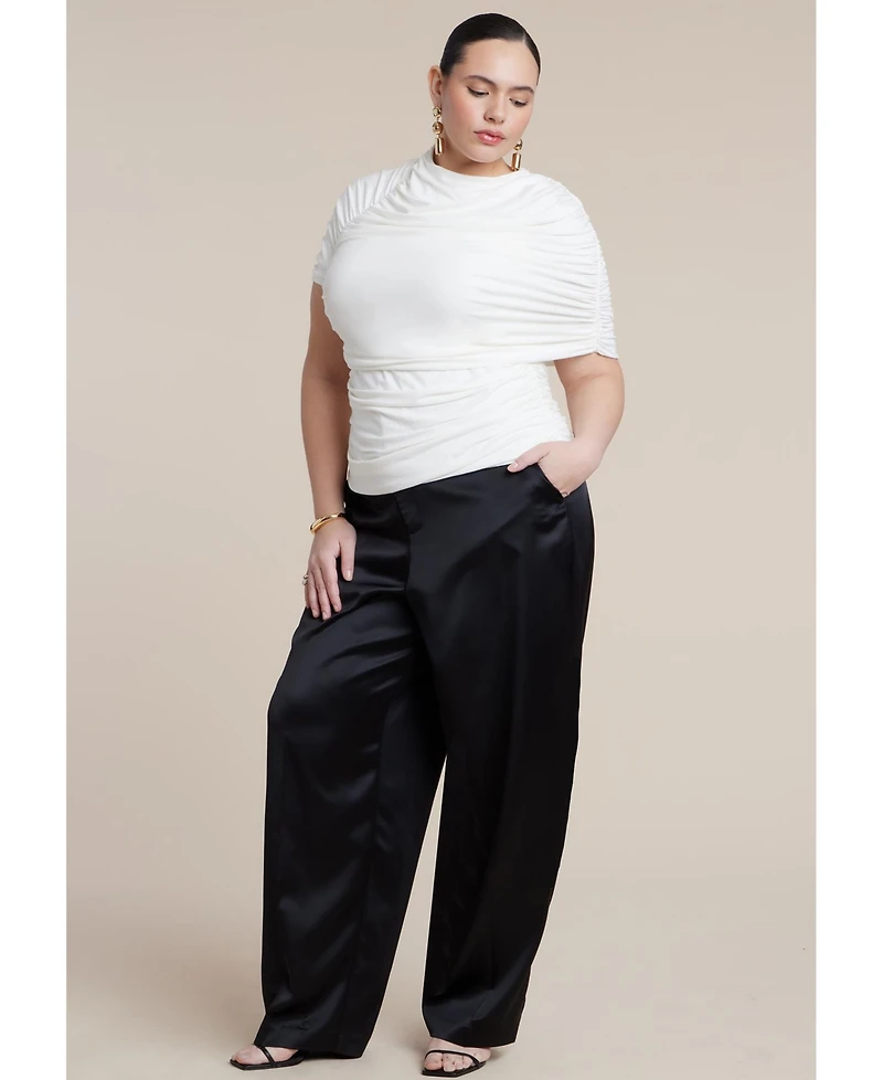 Eloquii Plus Sleeve Overlay Draped Women's Top