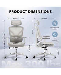 gaomon Ergonomic Office Chair, Computer Desk Chair Comfy with Adjustable Padded Headrest,Comfortable Lumbar Support and3D Armrest Gaming Chairs