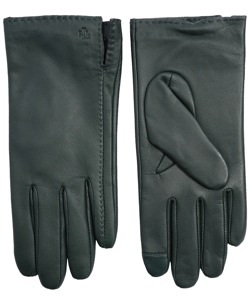 Lauren Ralph Women's Side Vent Leather Touch Gloves