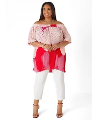 Ashley Stewart Women's Off The Shoulder Floral Plisse Top