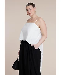 Eloquii Plus Cascading Linen Crop Women's Top