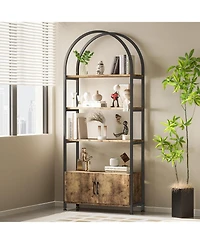 gaomon Arched Bookshelf, 4-Tier Bookshelf and Bookcase with Doors Storage, 71.5 Inch Tall Open Bookcase for Living Room Bedroom Office