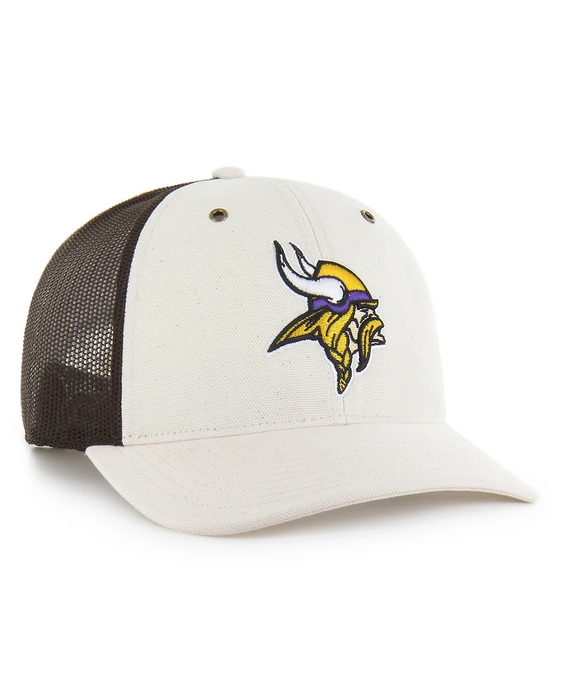Carhartt x '47 Men's Natural/Brown Minnesota Vikings Undyed Trucker Adjustable Hat