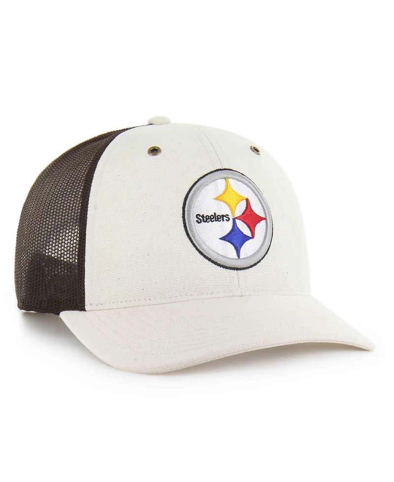 Carhartt x '47 Men's Natural/Brown Pittsburgh Steelers Undyed Trucker Adjustable Hat
