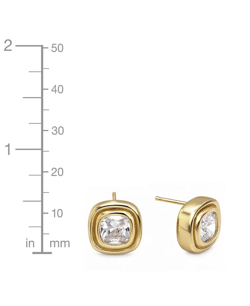 And Now This Cubic Zirconia Gold-Tone Plated Square Stud Earrings