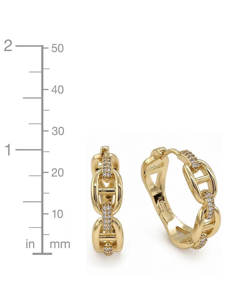 And Now This Cubic Zirconia Gold-Tone Plated Link Hoop Earrings