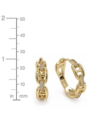 And Now This Cubic Zirconia Gold-Tone Plated Link Hoop Earrings