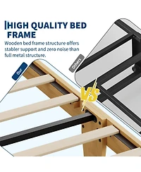 Gaomon Rattan Bed Frame with woven headboard and footboard, sturdy slatted support, no box spring needed, perfect for bedroom