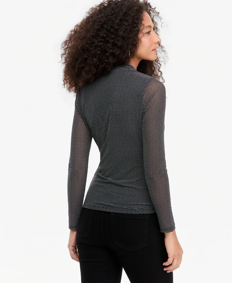 I.n.c. International Concepts Women's Long-Sleeve Surplice Mesh Top, Macy's Exclusive