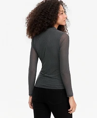 I.n.c. International Concepts Women's Long-Sleeve Surplice Mesh Top, Macy's Exclusive
