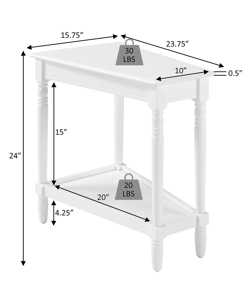 Convenience Concepts French Country Manor 14" Wood No-Tools Wedge End Table