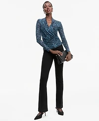 I.n.c. International Concepts Women's Long-Sleeve Surplice Mesh Top, Macy's Exclusive
