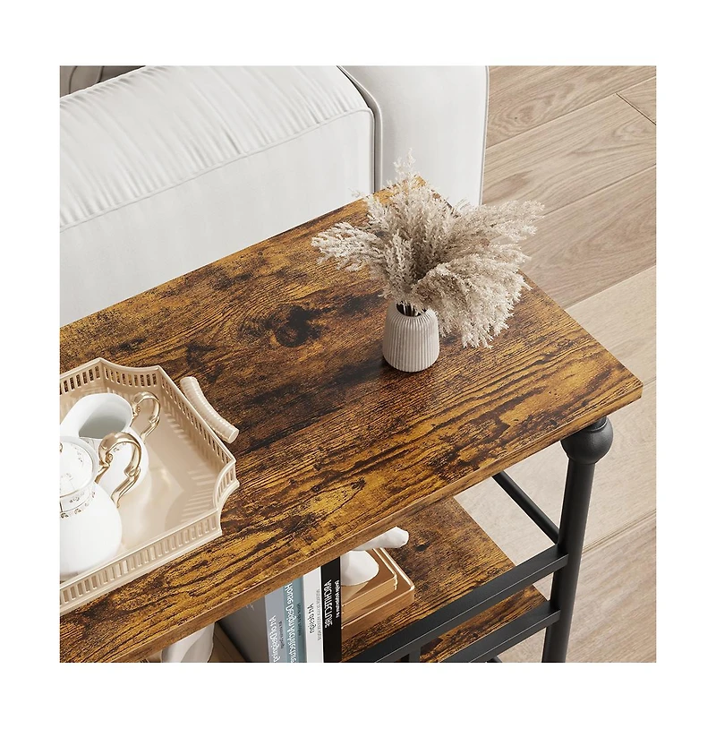 homfan Rustic 3-Tier Console Table Sofa with Storage Shelves, Modern Accent Entryway Hallway Furniture for Living Room Behind Couch