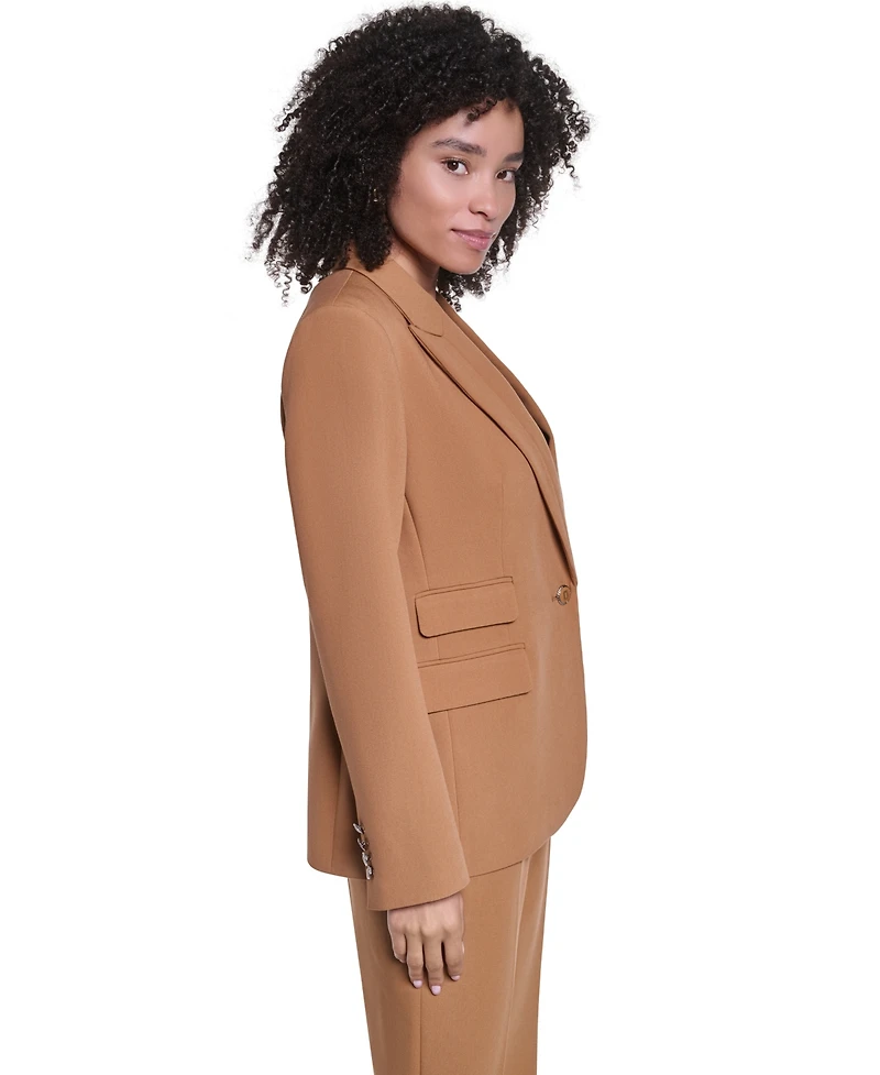 Karl Lagerfeld Paris Petite Peak One-Button Blazer
