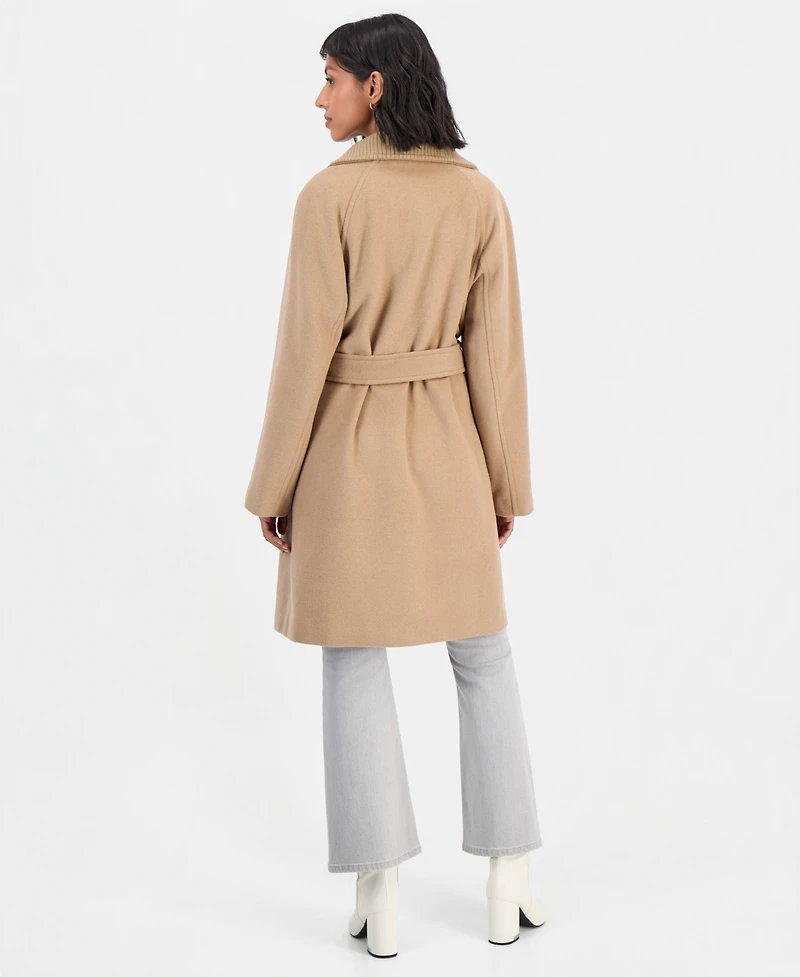 Calvin Klein Women's Double-Breasted Wrap Knit-Collared Coat