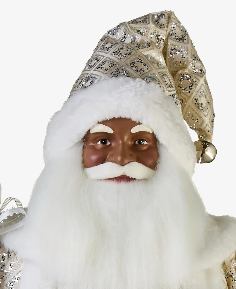 Holiday Lane Opulence African American Standing Santa with Staff and Snowflake, Macy's Exclusive