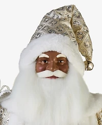 Holiday Lane Opulence African American Standing Santa with Staff and Snowflake, Macy's Exclusive