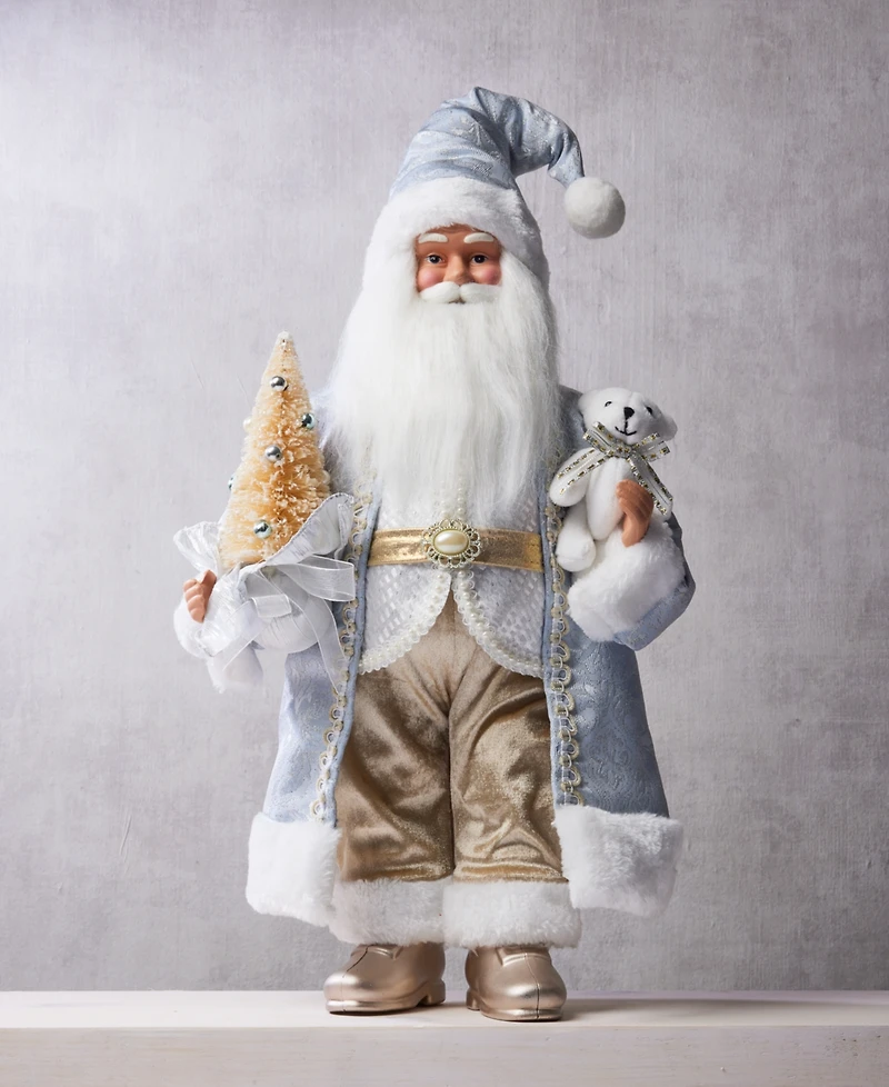 Holiday Lane Opulence Standing Santa with Tree and Stuffed Bear, Macy's Exclusive