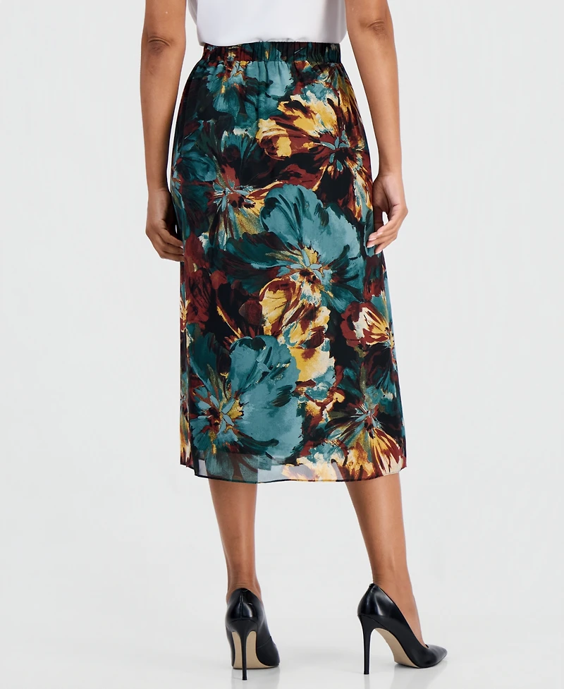 Kasper Petite Pull-On Pleated Midi Skirt