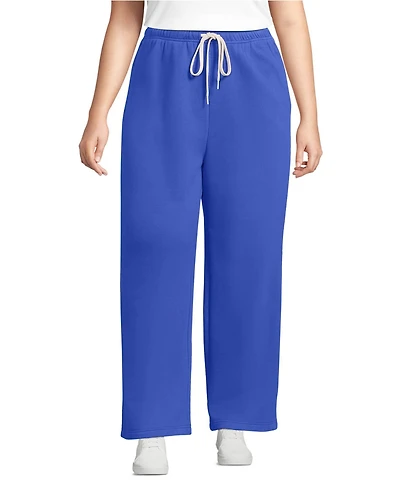 Lands' End Plus Serious Sweats High Rise Relaxed Straight Leg Pants - Set Bottom