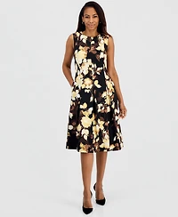 Kasper Women's Princess-Seam Box-Pleat Sleeveless Dress