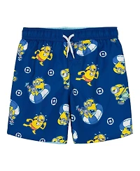 Minions Boys Swimwear 2-Piece Rash Guard and Swim Trunks Set