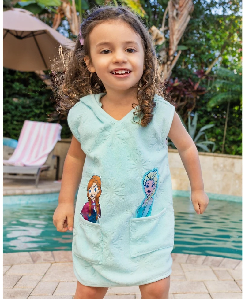 Frozen Girls Loop Terry Cloth Hooded Zip Up Swim Cover