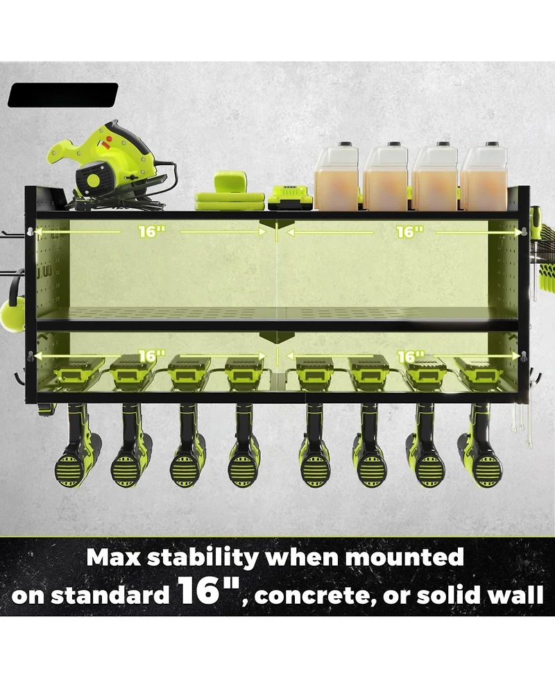 Xdovet Power Tool Organizer Wall Mount Metal Rack with Hooks and Shelves
