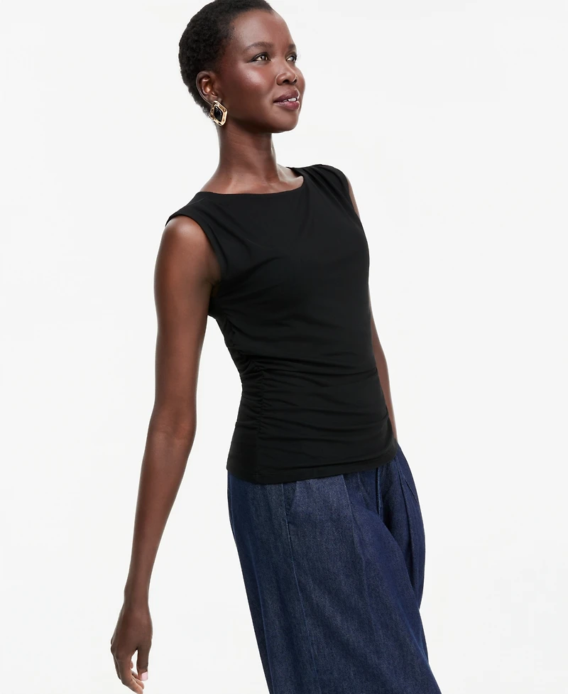 I.n.c. Women's Solid Mesh Ruched Tank, Macy's Exclusive