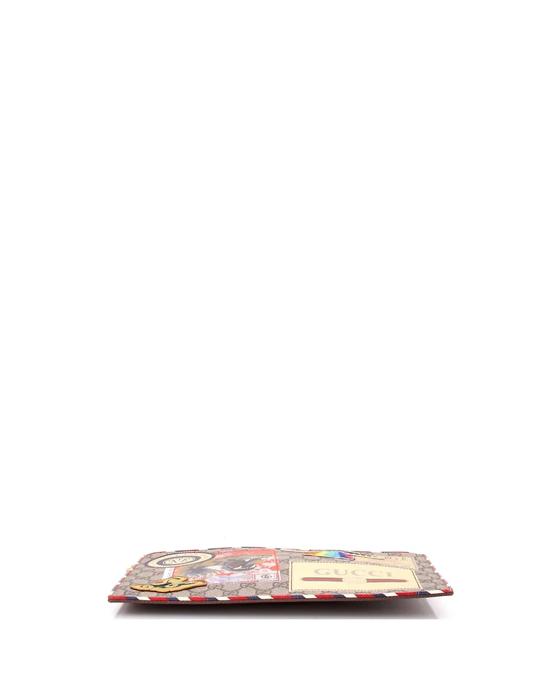 Pre-Owned Gucci Courrier Pouch Gg Coated Canvas with Applique