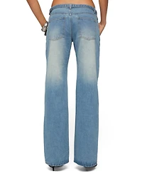 Edikted Women's Belted Low Rise Straight Leg Jeans