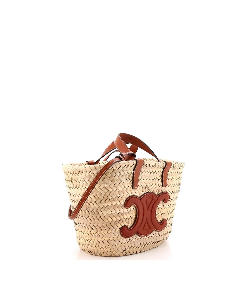 Pre-Owned Celine Teen Classic Panier Basket Tote Raffia and Leather