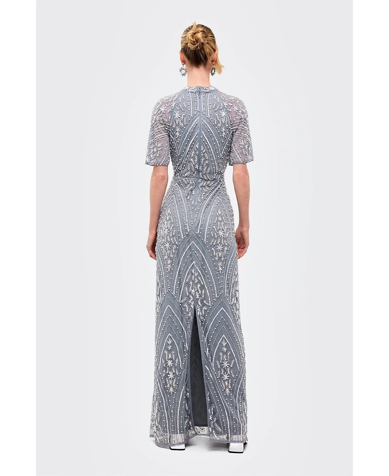 Beauut Women's Embellished Sequins High Neck Gown