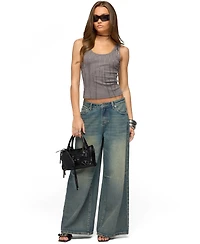 Edikted Women's Adjustable Button Low Rise Baggy Jeans