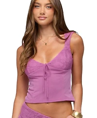 Edikted Women's Vessa Lacey Tie Front Top