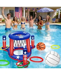 Gnuadz Pool Games Set Volleyball Basketball Ring Toss Inflatable Water Sports