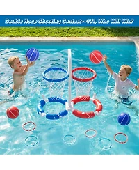 Gnuadz 2-in-1 Pool Basketball Hoop Ring Toss Game Floating