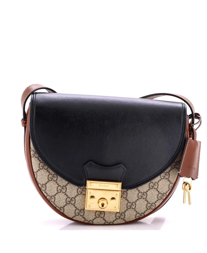 Pre-Owned Gucci Padlock Saddle Shoulder Bag Gg Coated Canvas and Leather