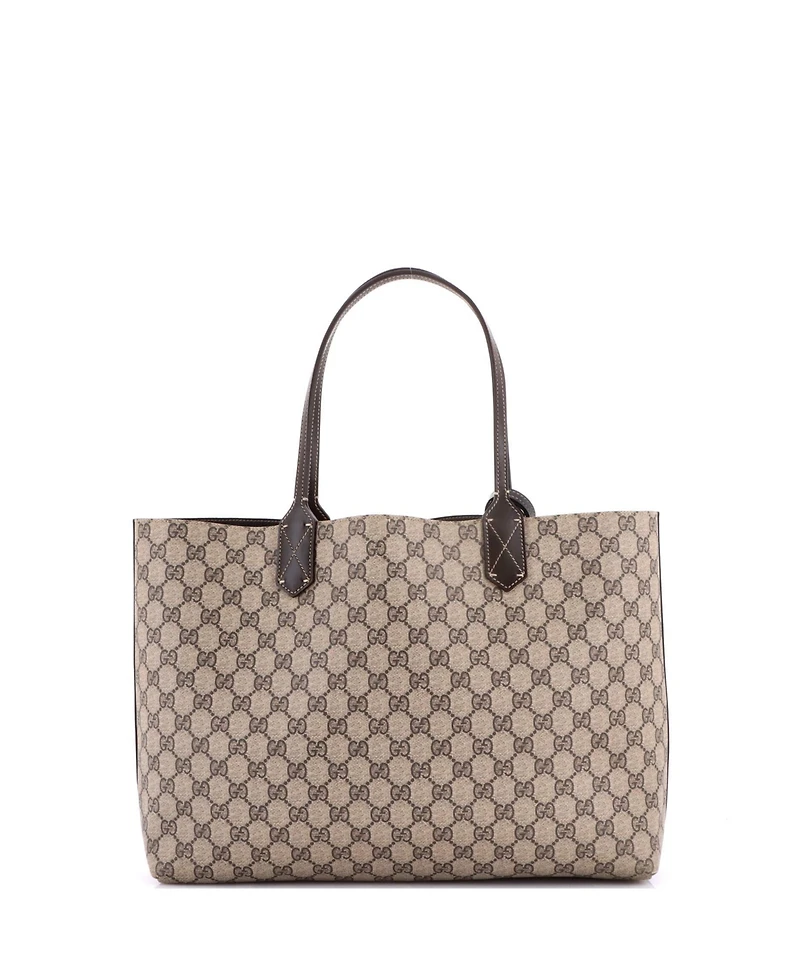 Pre-Owned Gucci Medium Reversible Tote Gg Coated Canvas with Leather
