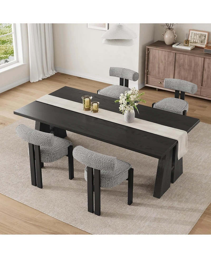 gaomon Upholstered Dining Chairs Set of 4, Modern Boucle Dining Room Chairs with Ergonomic Curved Back