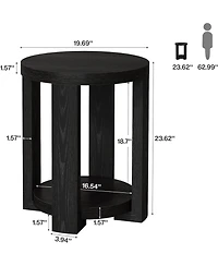 Tribesigns Side Table, 2-Tier Round End Table, Small Bedside Accent Furniture for Living Room