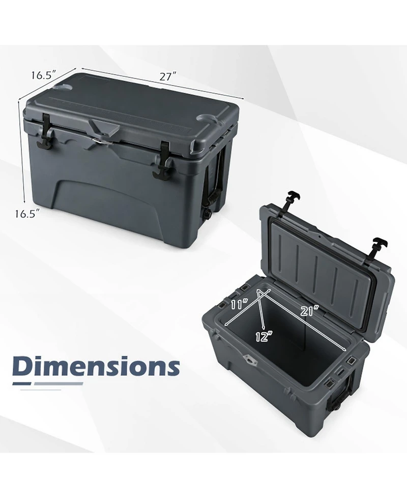 Sugift 45 Quart Portable Hard Cooler with 6-Day Ice Retention and Built-In Cup Holders