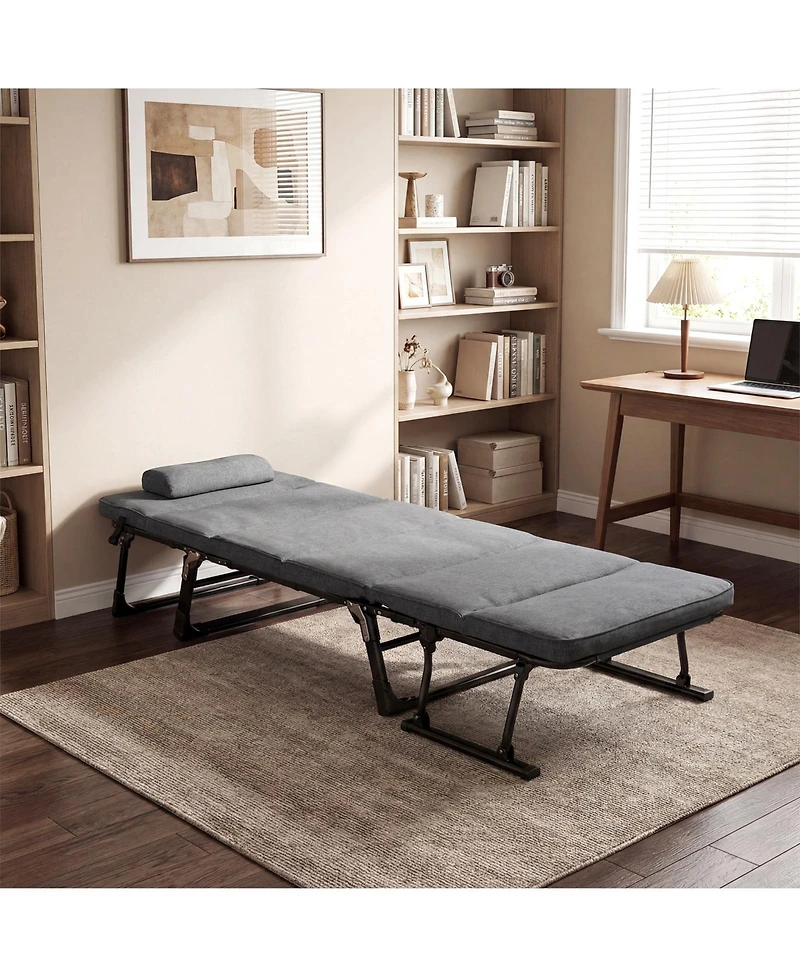 Sugift Folding Camping Cot 3 in 1 Convertible Sofa Chaise Lounge Sleeper with Mattress