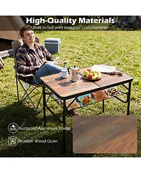 Sugift Folding Camping Table with Adjustable Heights Storage Net and Carry Handle